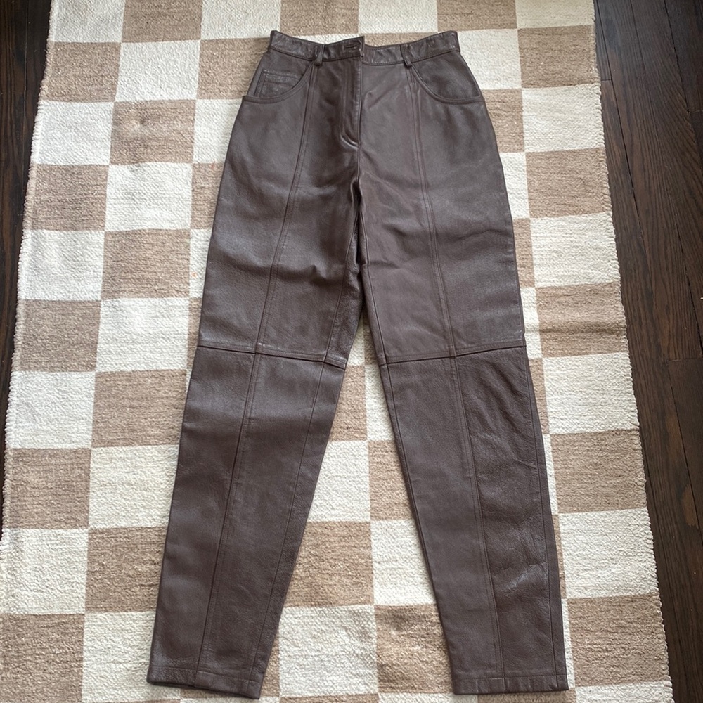 Size 4 brown leather pants vintage